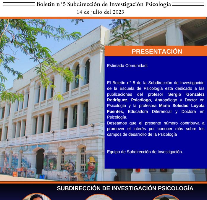 Boletín N° 5 de Subdirección de investigación, Escuela de Psicología